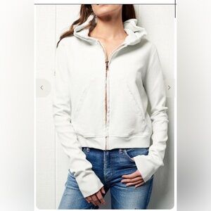 Frank & Eileen Tee Lab Cropped Zip Hoodie – White | Size XS